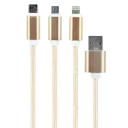 Cablu încărcare și sincronizare Cablexpert CC-USB2-AM31-1M-G, USB Type-A/Micro USB, Type-C, Lighting, 1m, Auriu