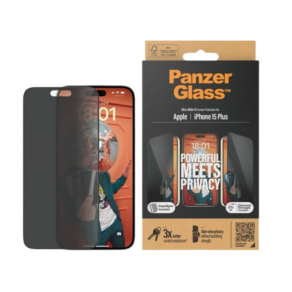 Sticlă de protecție PanzerGlass iPhone 15 Plus Privacy wA, Transparent