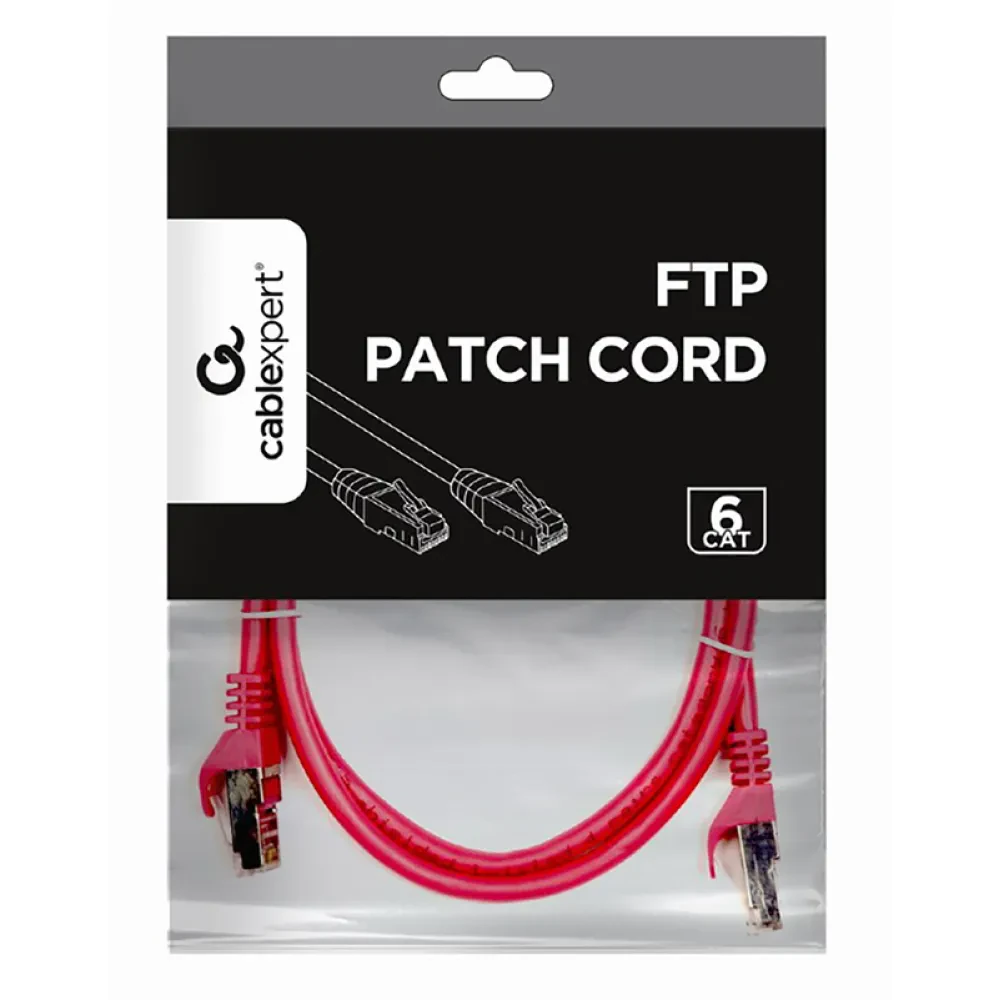 Патч-корд Cablexpert PP6-1M/RO, Cat6 FTP , 1м, Розовый