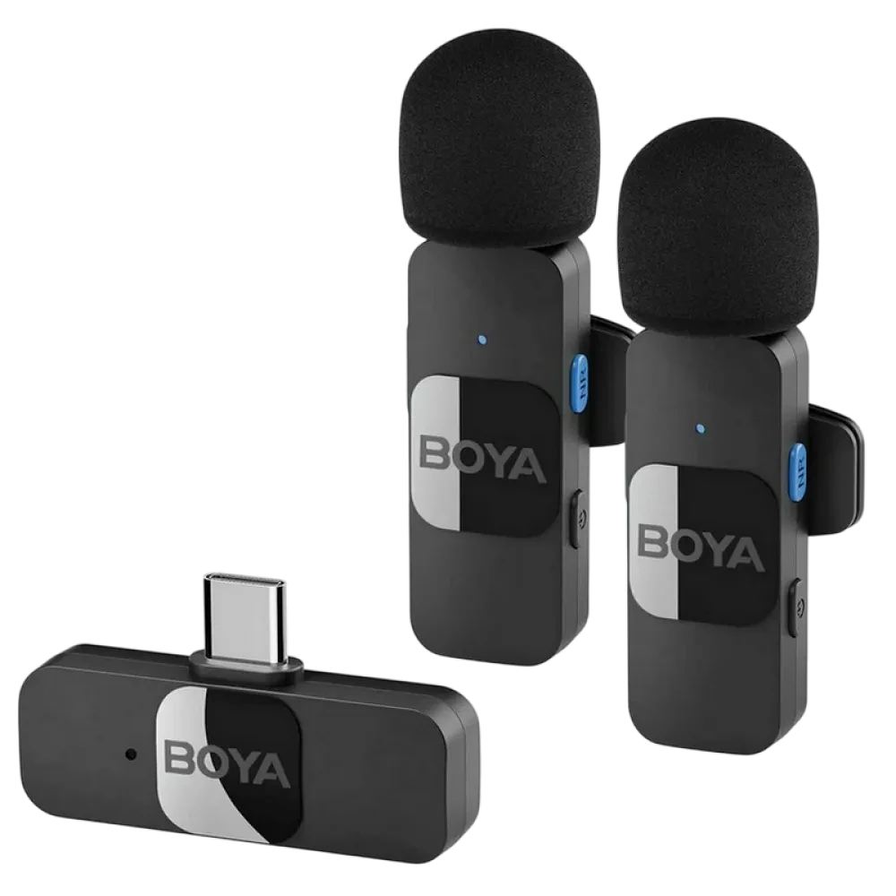 Microfon portabil pentru înregistrare vocală Boya BY-V20, Fără fir, Negru