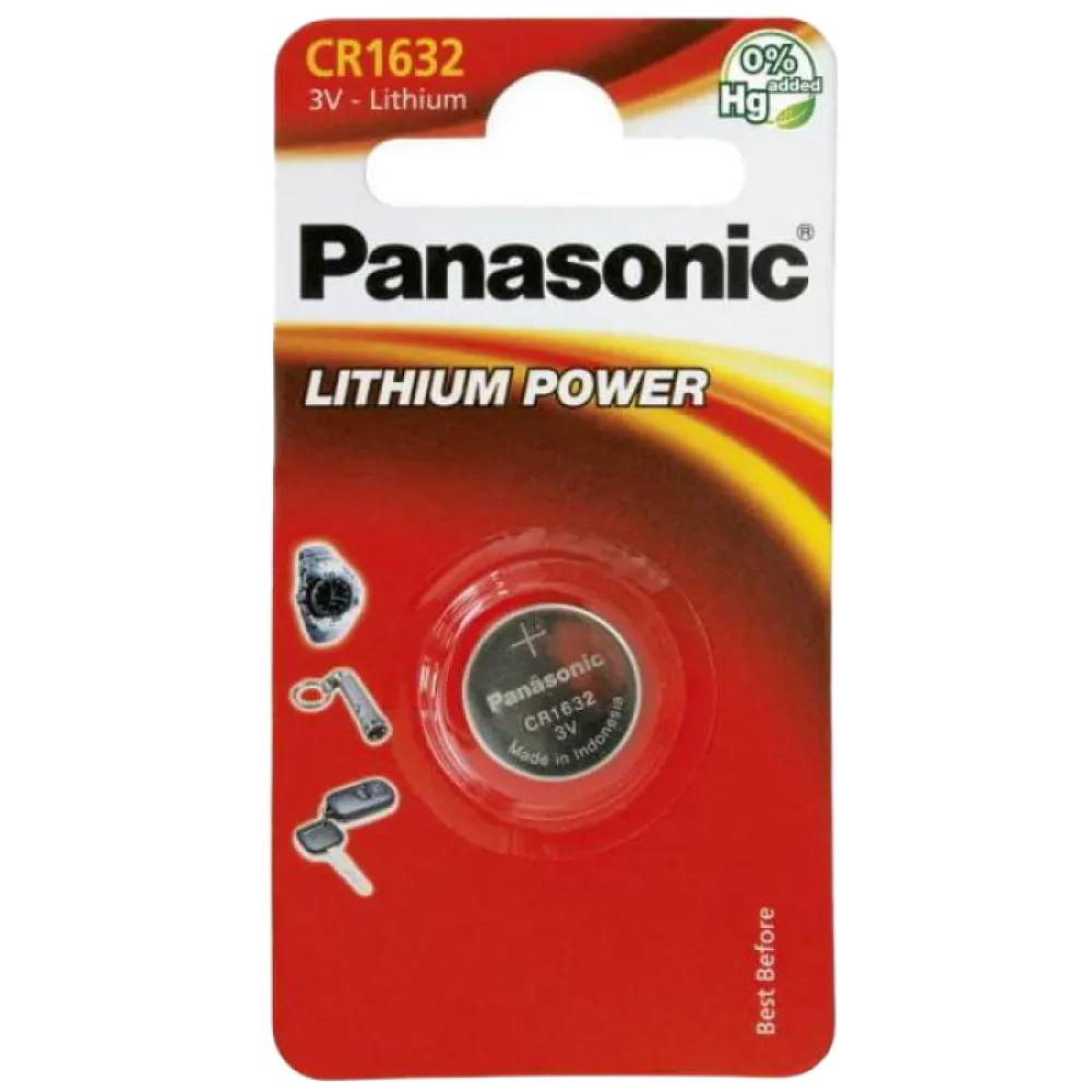 Дисковые батарейки Panasonic CR-1632EL, CR1632, 1шт.