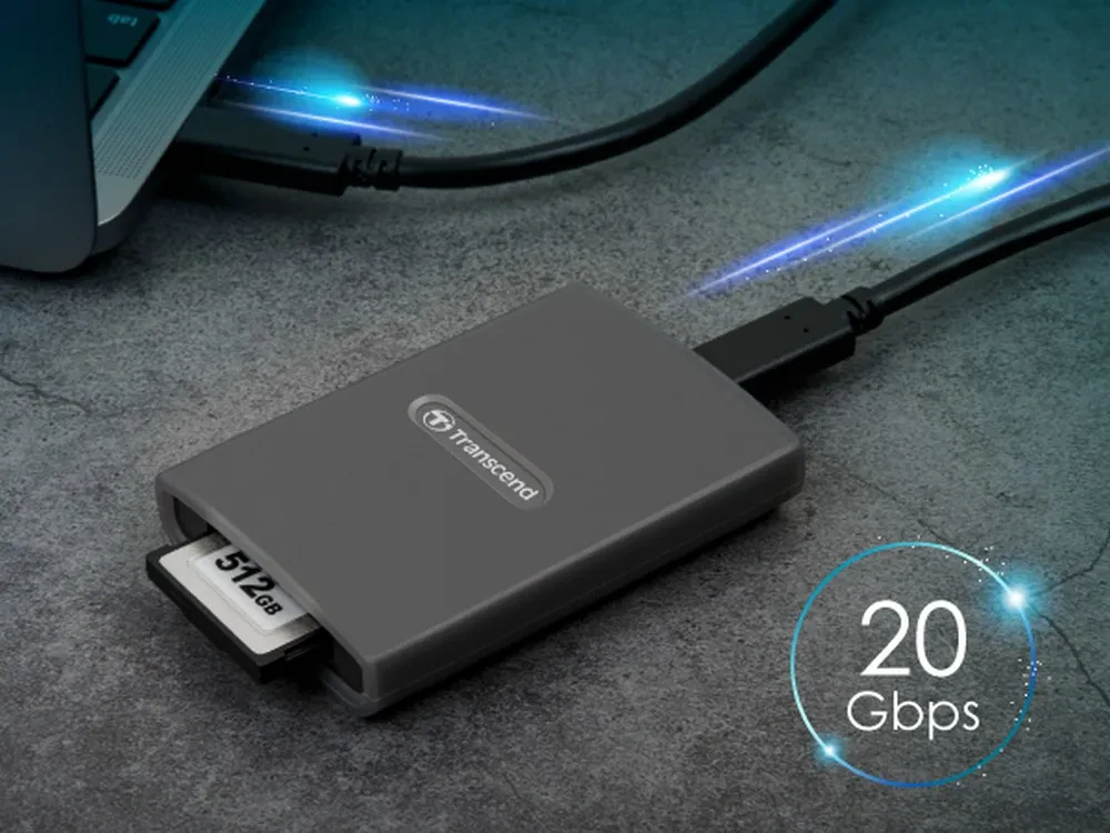Кардридер Transcend TS-RDE2, USB Type-C, USB Type-A, Серый