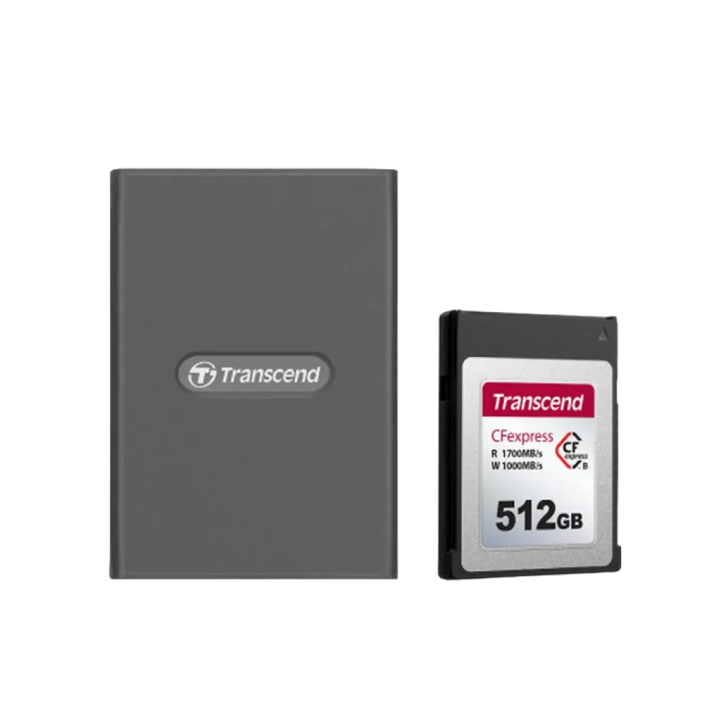 Кардридер Transcend TS-RDE2, USB Type-C, USB Type-A, Серый