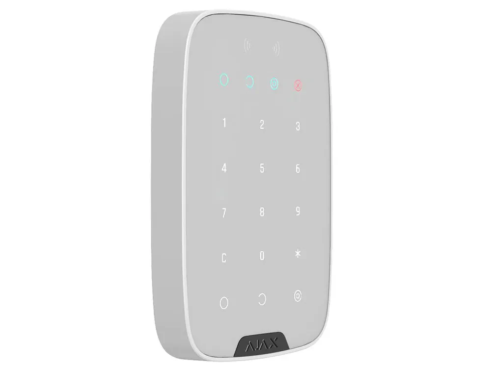 Tastatură tactilă fără fir Ajax KeyPad Plus, Alb