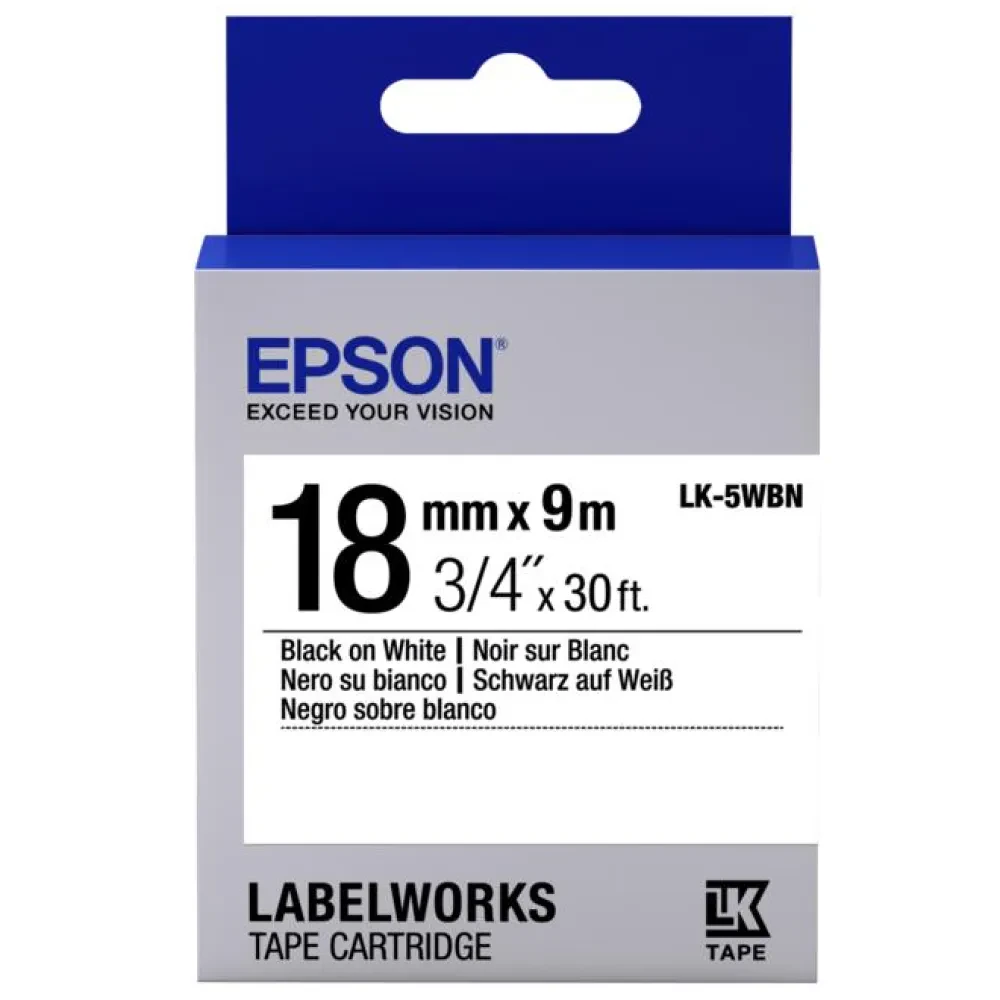 Картридж с лентой Epson LK-5WBN, 18 мм x 9 м