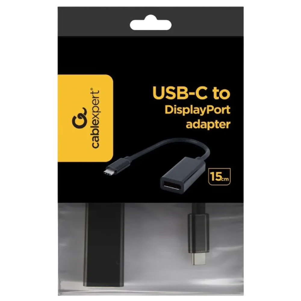 Видеоадаптер Cablexpert A-CM-DPF-01, Type-C - DisplayPort (F), 0,15м, Чёрный