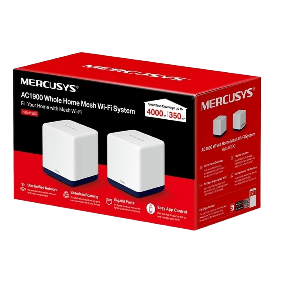 Домашняя Mesh Wi-Fi система MERCUSYS Halo H50G (2-pack), Белый