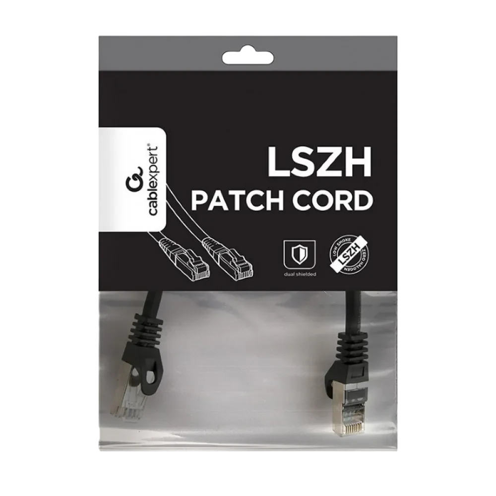 Патч-корд Cablexpert PP6A-LSZHCU-0.25M, Cat6A SSTP, 0,25м, Чёрный
