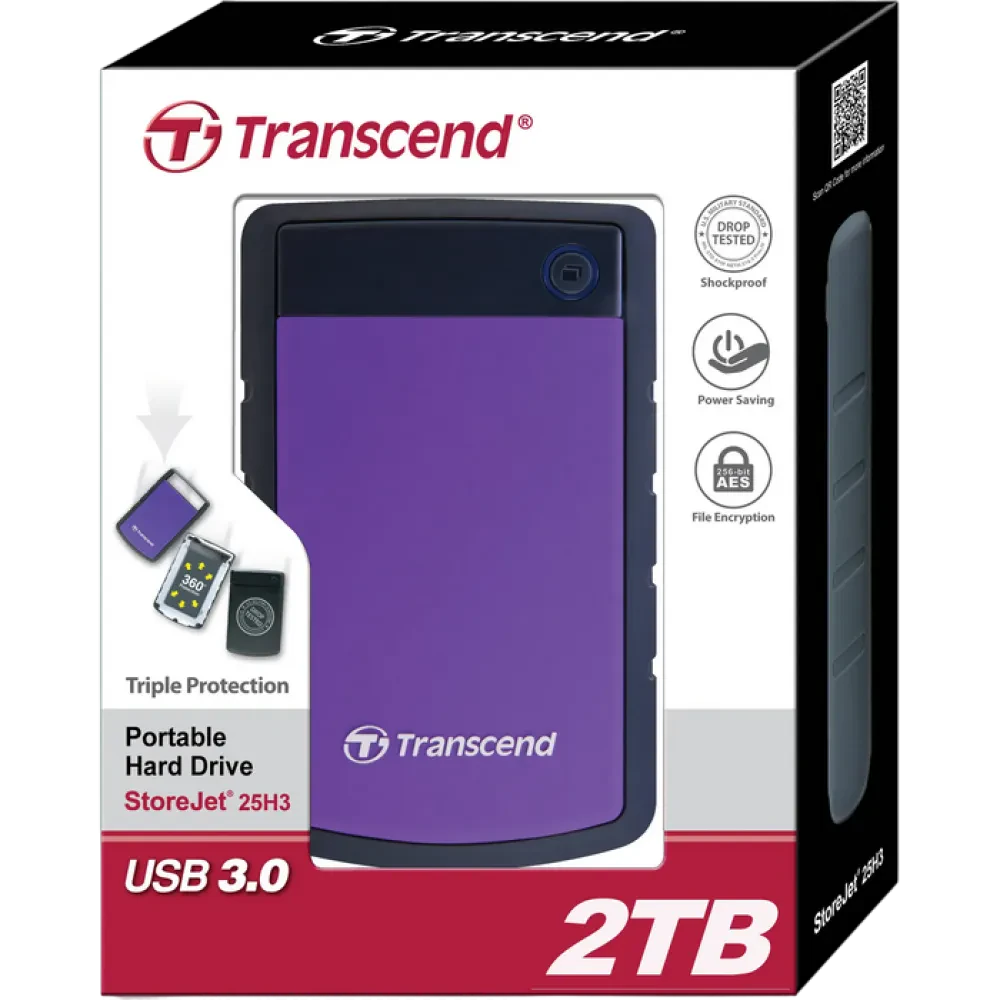 Внешний портативный жесткий диск Transcend StoreJet 25H3P, 2 ТБ, Purple (TS2TSJ25H3P)