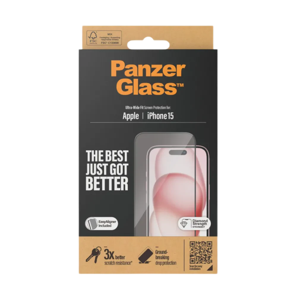 Защитное стекло PanzerGlass iPhone 15 UWF wA, Прозрачный