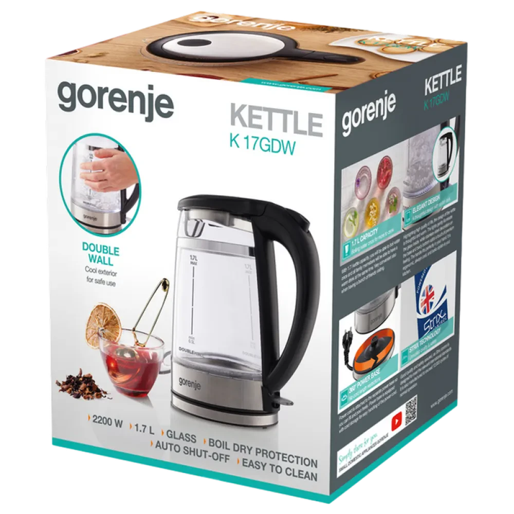 Электрочайник Gorenje K17GDW, Чёрный