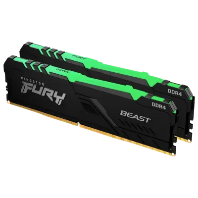 Оперативная память Kingston FURY Beast RGB, DDR4 SDRAM, 3733 МГц, 16Гб, KF437C19BBAK2/16