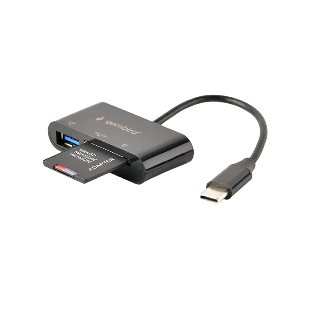 Cititor de carduri Gembird UHB-CR3-02, USB Type-C, Negru