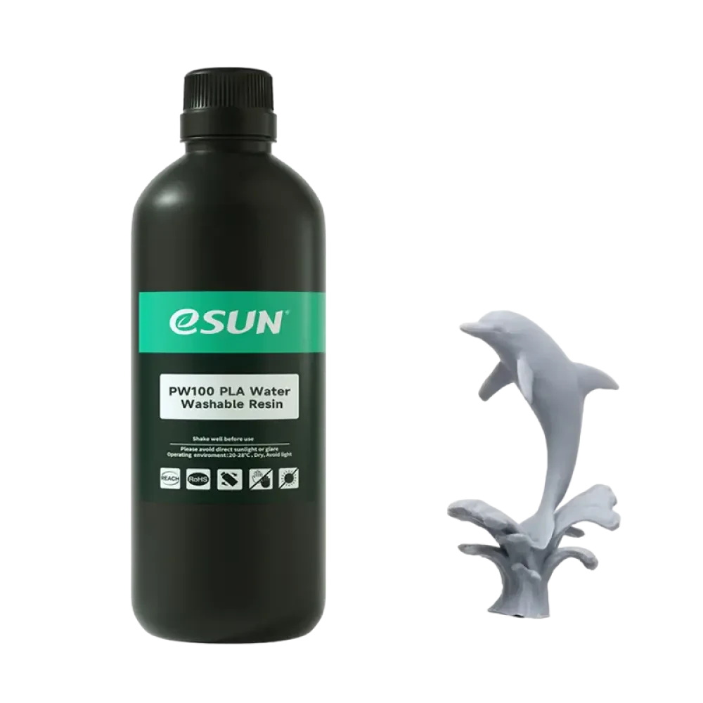 Fotopolimer pentru imprimare 3D ESUN PW100 PLA Water Washable Resin, PLA, Gri, 0,5kg