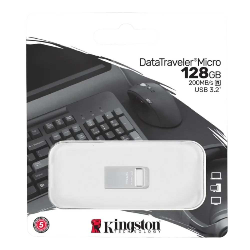 Memorie USB Kingston DataTraveler Micro, 128GB, Argintiu