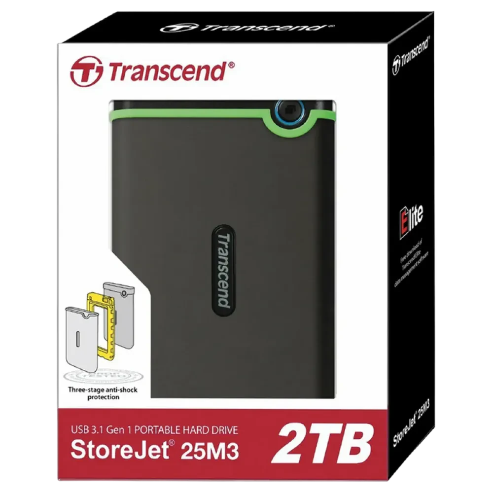 HDD portabil extern Transcend StoreJet 25M3S, 2 TB, Iron Gray (TS2TSJ25M3S)
