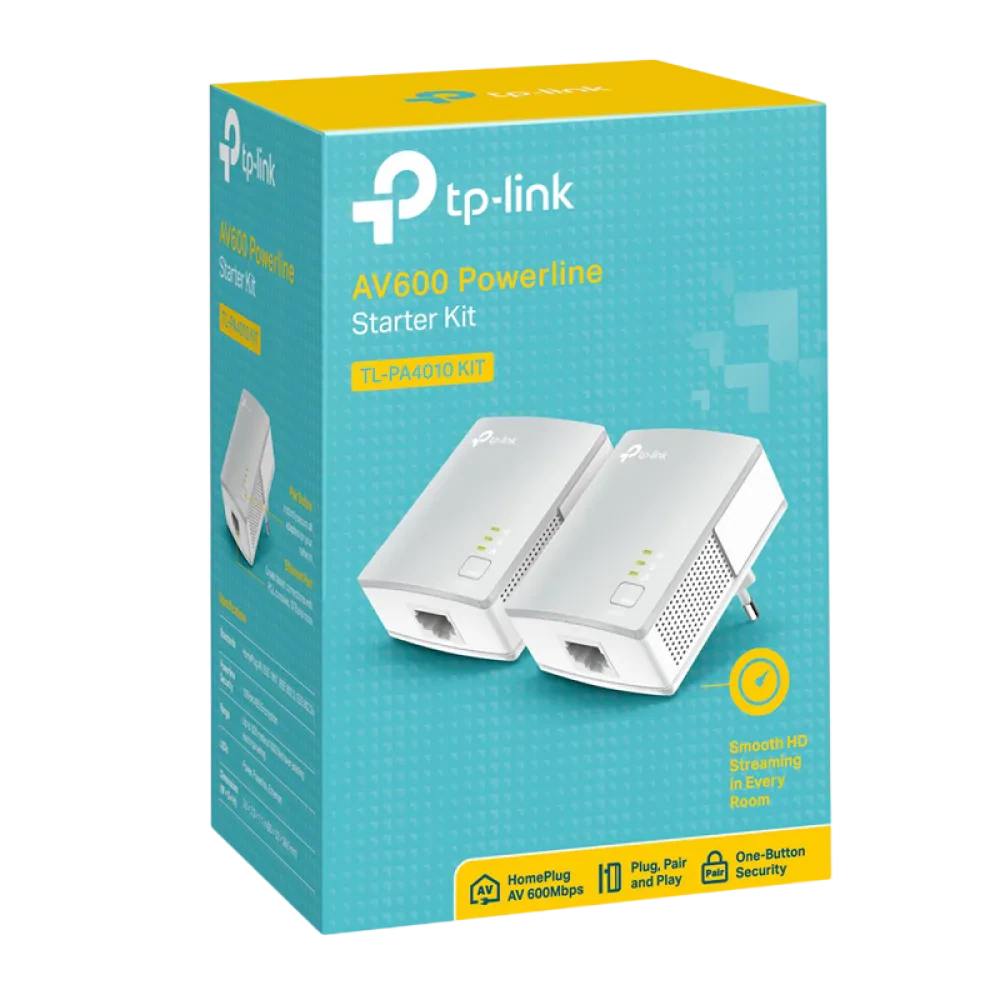 Powerline Adapter  TP-LINK TL-PA4010 KIT, AV600, 600 Mbps, Alb