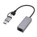 Adaptor de rețea Cablexpert A-USB3AC-LAN2G-01, USB Type-A (M) - USB Type-C (F), 0,15m, Gri