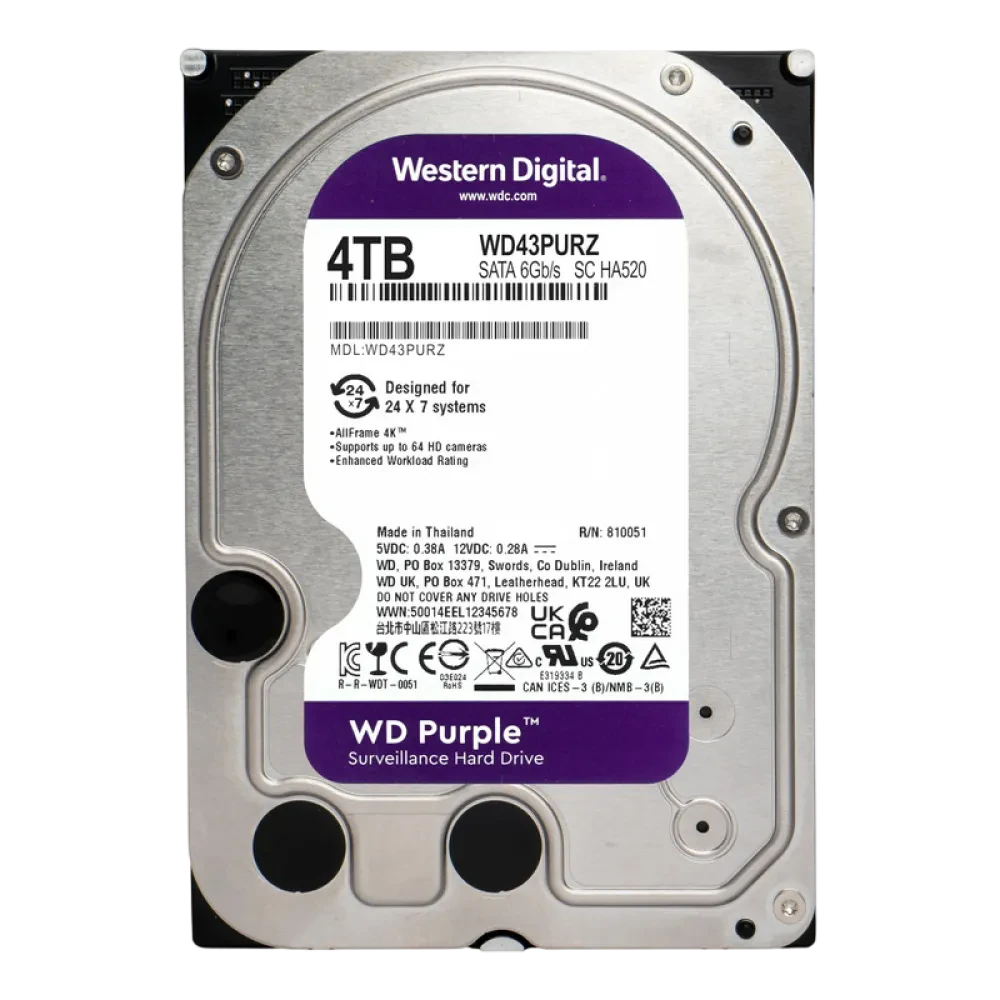 Жесткий диск Western Digital WD Purple, 3.5", 4 ТБ <WD43PURZ>