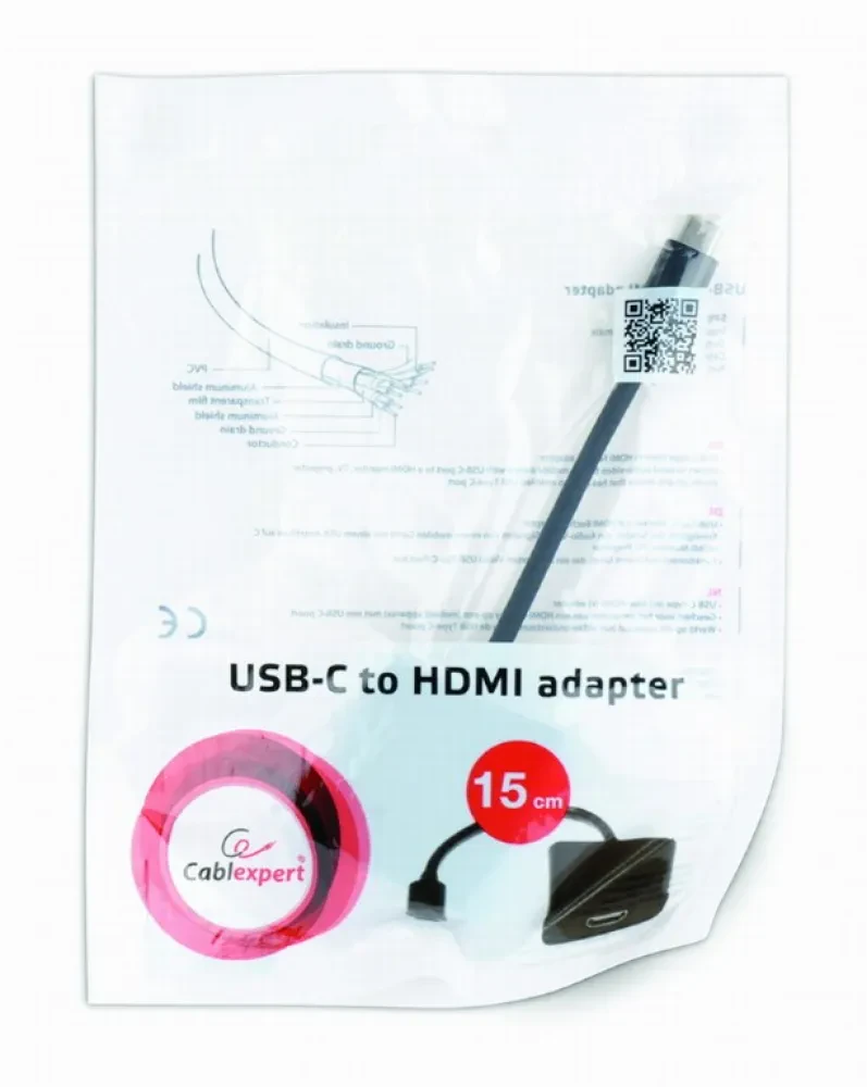 Cablu Video Cablexpert A-CM-HDMIF2-01, USB 3.1 Type-C (F) - 2 x HDMI (F), 0.15 m, Negru