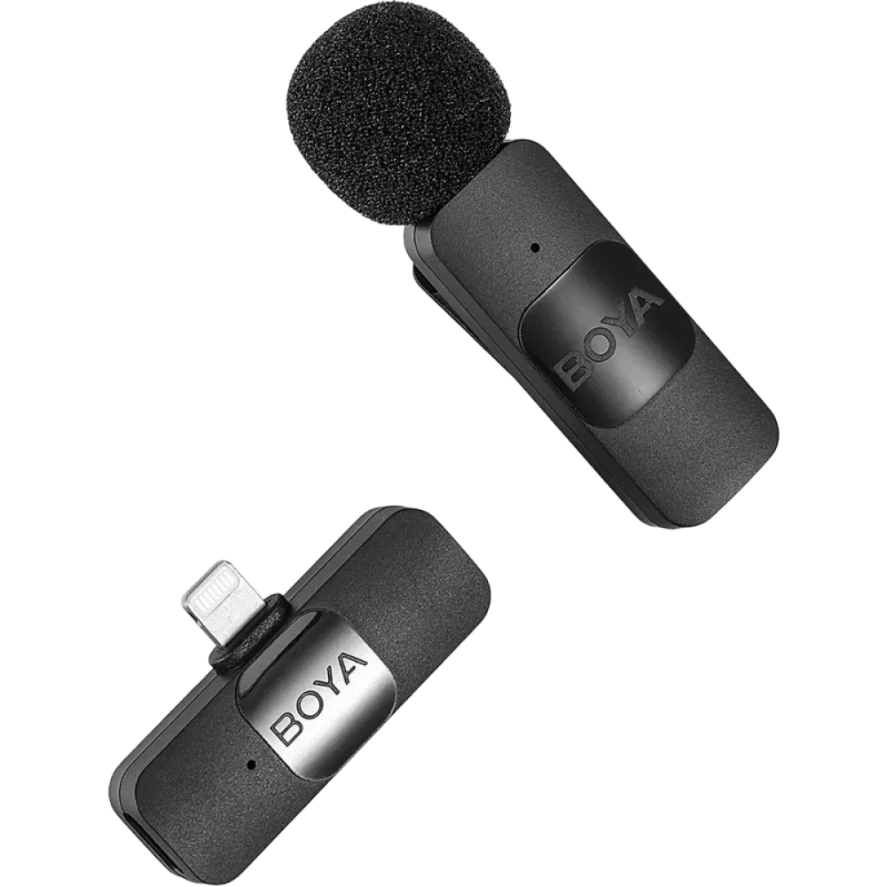 Портативный записывающий микрофон Boya BY-V1, Беспроводной, Черный