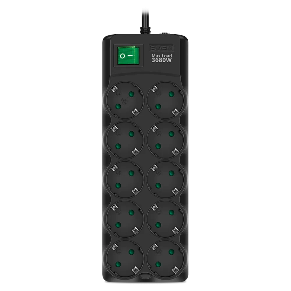 Prelungitor electric SVEN SF-10E-16, 10 Prize, 1,8m, Negru