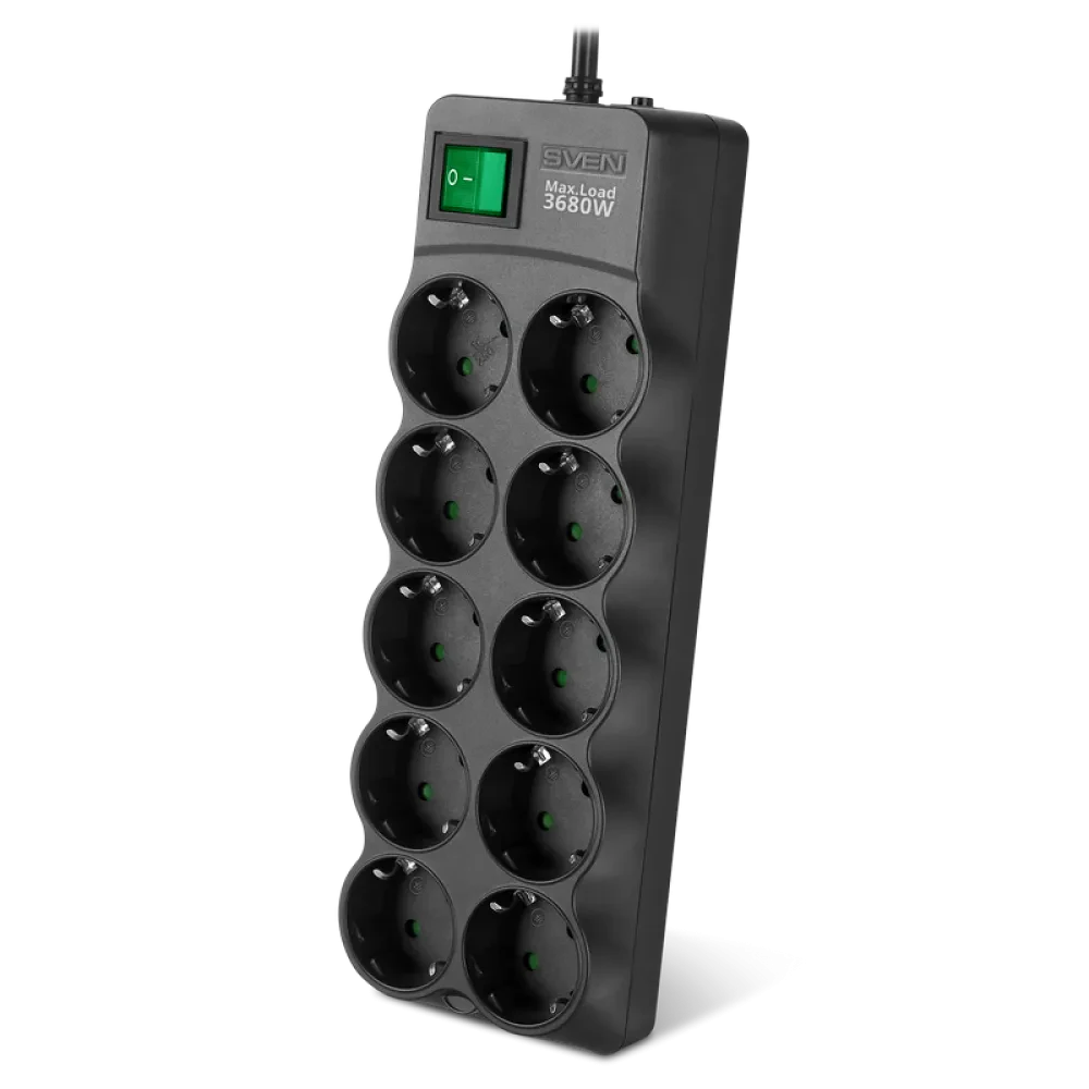 Prelungitor electric SVEN SF-10E-16, 10 Prize, 1,8m, Negru