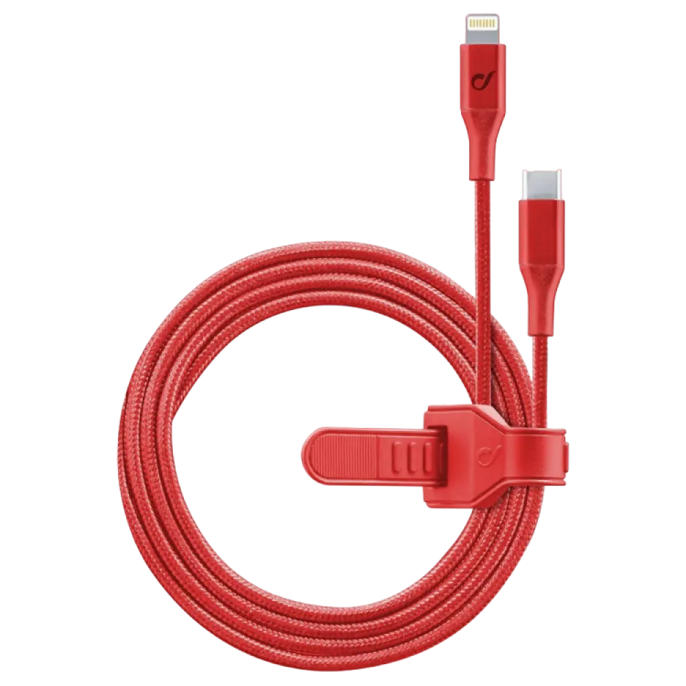 Cablu încărcare și sincronizare Cellularline Satellite MFI, USB Type-C/Lightning, 1m, Roșu
