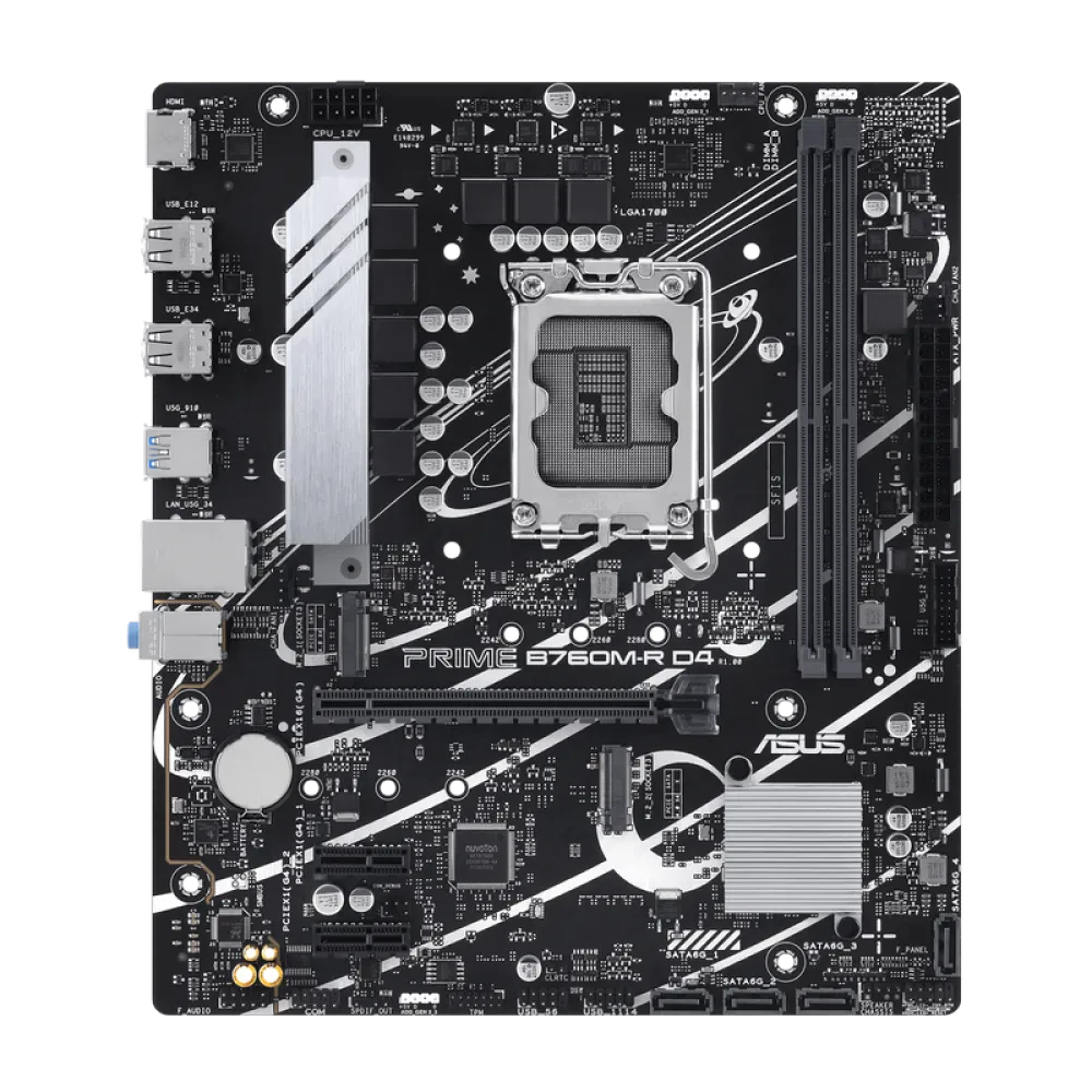Материнская плата ASUS PRIME B760M-R D4, LGA1700, Intel B760, Micro-ATX