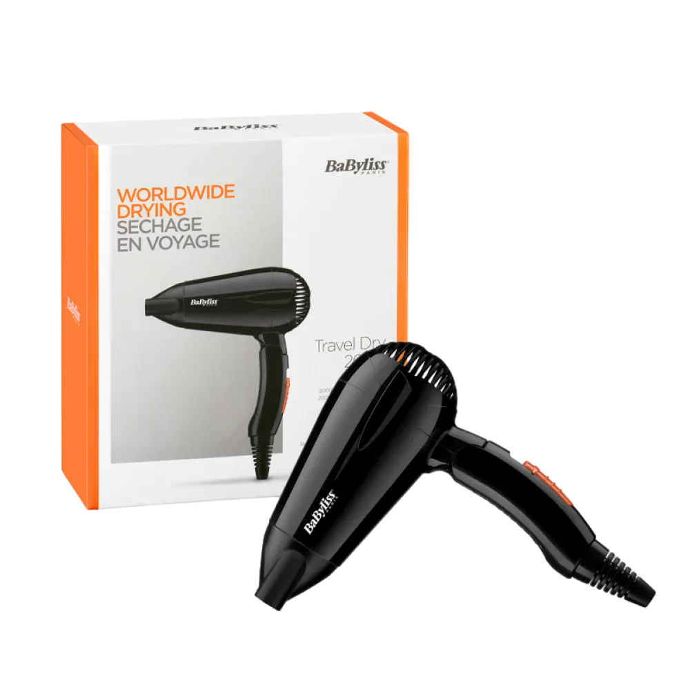 Компактный фен BaByliss Travel Dry 5344E, 2000 Вт, Чёрный