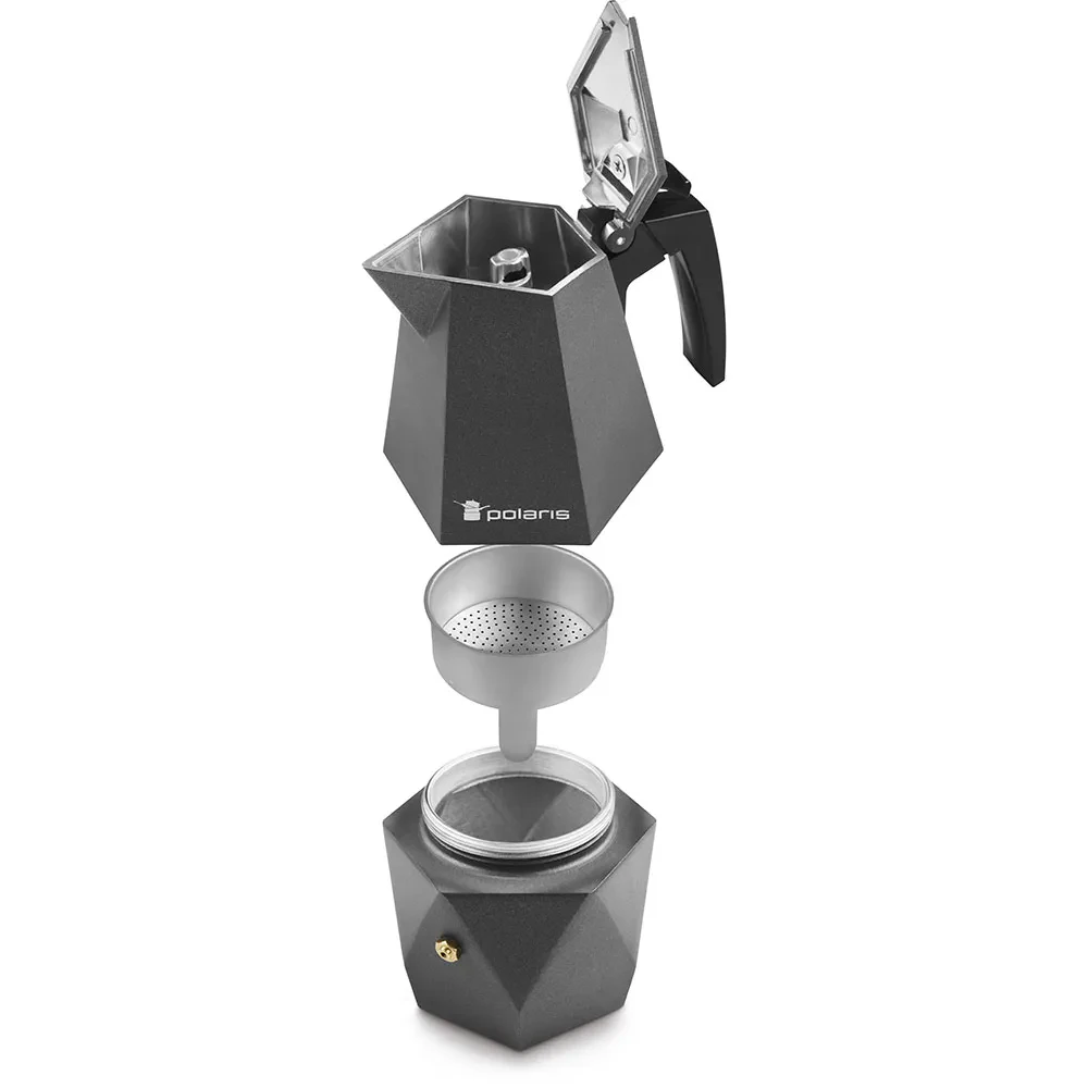 Гейзерная кофеварка Polaris Kontur-4C, Чёрный
